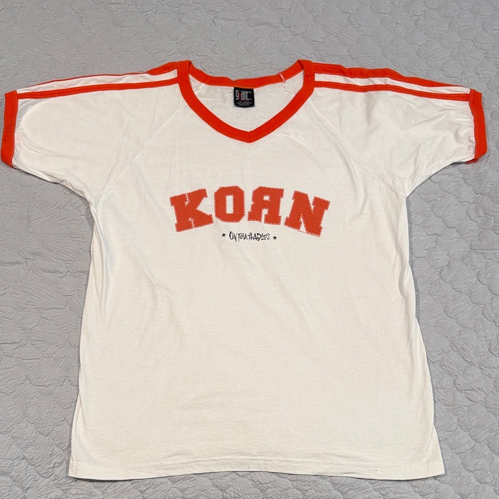 Vintage Korn T Shirt Giant Tag Soccer Jersey V neck Style 2002 Korn Numetal XL